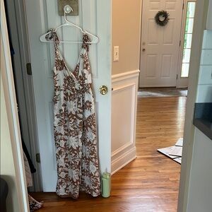 Floral Brown and White Maxi Dress